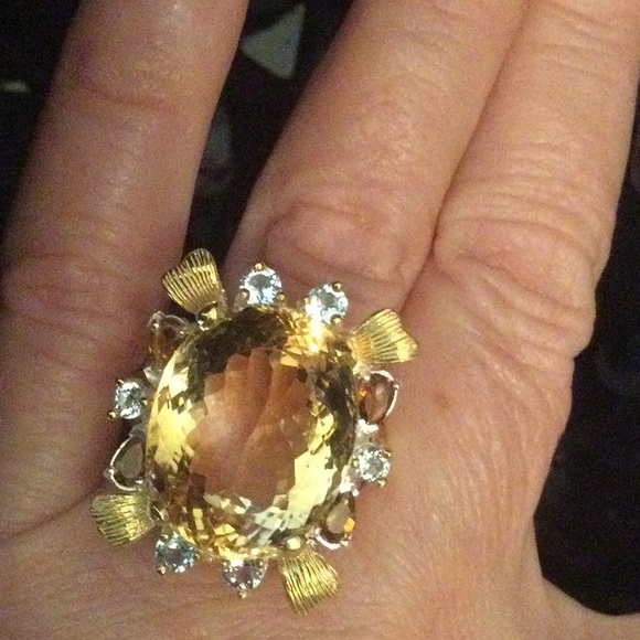 Magnificent,  Large AA+ Genuine Citrine & Tourmaline  Ring - Picture 12 of 13
